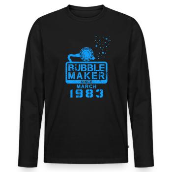 Diver Birthday Bubblemaker since March 1983 - Men's Premium Organic Long Sleeve Shirt - black - Front - Nico (187cm)