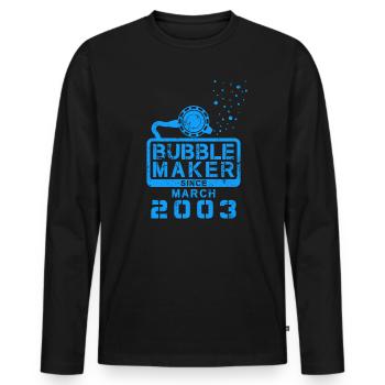 Plongeur Birthday Bubblemaker depuis mars 2003 - T-shirt manches longues Premium bio Homme - noir - Devant - Nico (187cm)