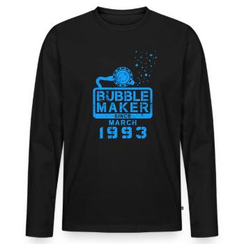 Diver Birthday Bubblemaker since March 1993 - Men's Premium Organic Long Sleeve Shirt - black - Front - Nico (187cm)