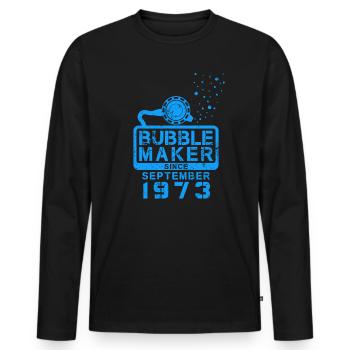 Diver Birthday Bubblemaker since September 1973 - Men's Premium Organic Long Sleeve Shirt - black - Front - Nico (187cm)