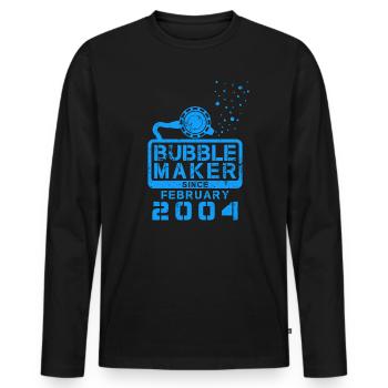 Plongeur Birthday Bubblemaker depuis février 2004 - T-shirt manches longues Premium bio Homme - noir - Devant - Nico (187cm)