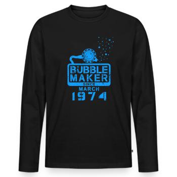 Plongeur Birthday Bubblemaker depuis mars 1974 - T-shirt manches longues Premium bio Homme - noir - Devant - Nico (187cm)