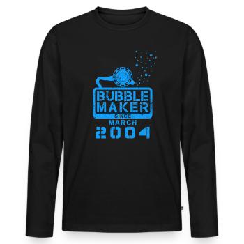 Plongeur Birthday Bubblemaker depuis mars 2004 - T-shirt manches longues Premium bio Homme - noir - Devant - Nico (187cm)