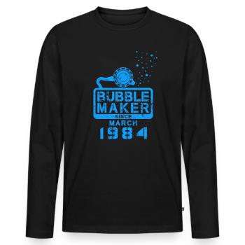 Diver Birthday Bubblemaker since March 1984 - Men's Premium Organic Long Sleeve Shirt - black - Front - Nico (187cm)