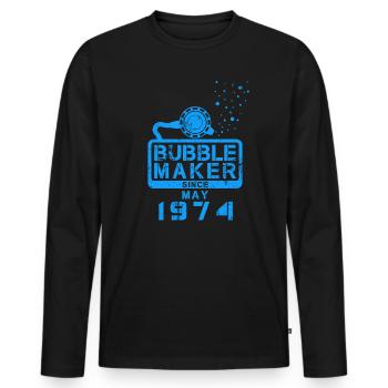 Plongeur anniversaire Bubblemaker depuis mai 1974 - T-shirt manches longues Premium bio Homme - noir - Devant - Nico (187cm)