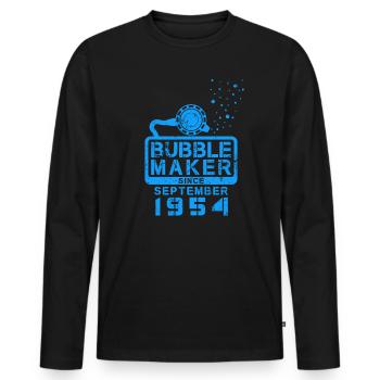 Plongeur Birthday Bubblemaker depuis septembre 1954 - T-shirt manches longues Premium bio Homme - noir - Devant - Nico (187cm)