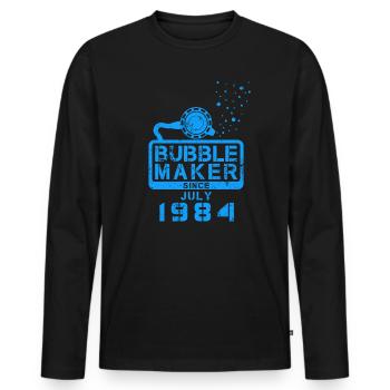 Plongeur Birthday Bubblemaker depuis juillet 1984 - T-shirt manches longues Premium bio Homme - noir - Devant - Nico (187cm)