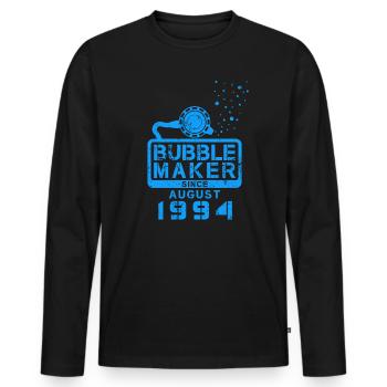 Plongeur Birthday Bubblemaker depuis août 1994 - T-shirt manches longues Premium bio Homme - noir - Devant - Nico (187cm)
