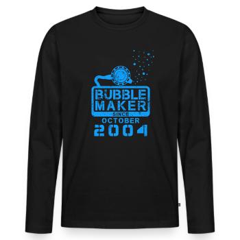 Plongeur Birthday Bubblemaker depuis octobre 2004 - T-shirt manches longues Premium bio Homme - noir - Devant - Nico (187cm)