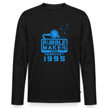 Diver Birthday Bubblemaker since February 1995 - Men's Premium Organic Long Sleeve Shirt - black - Front - Nico (187cm)