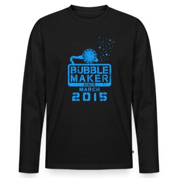 Diver Birthday Bubblemaker since March 2015 - Men's Premium Organic Long Sleeve Shirt - black - Front - Nico (187cm)