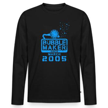 Diver Birthday Bubblemaker since March 2005 - Men's Premium Organic Long Sleeve Shirt - black - Front - Nico (187cm)
