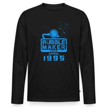 Diver's birthday Bubblemaker since April 1995 - Men's Premium Organic Long Sleeve Shirt - black - Front - Nico (187cm)