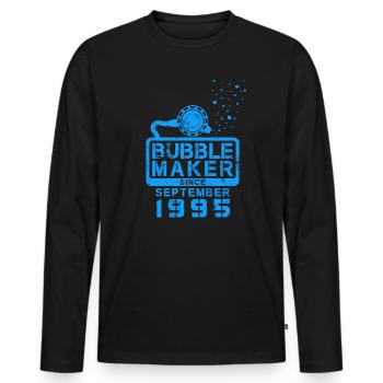 Diver Birthday Bubblemaker since September 1995 - Men's Premium Organic Long Sleeve Shirt - black - Front - Nico (187cm)