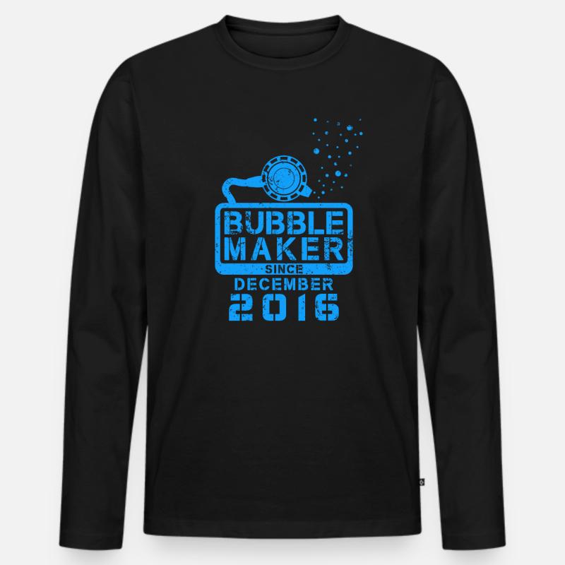 Taucher Geburtstag Bubblemaker seit Dezember 2016 - Männer Premium Bio Langarmshirt - Schwarz