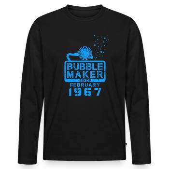 Plongeur Birthday Bubblemaker depuis février 1967 - T-shirt manches longues Premium bio Homme - noir - Devant - Nico (187cm)