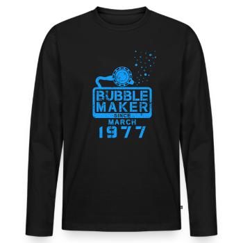 Diver Birthday Bubblemaker since March 1977 - Men's Premium Organic Long Sleeve Shirt - black - Front - Nico (187cm)
