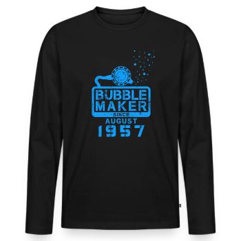 Plongeur Birthday Bubblemaker depuis août 1957 - T-shirt manches longues Premium bio Homme - noir - Devant - Nico (187cm)
