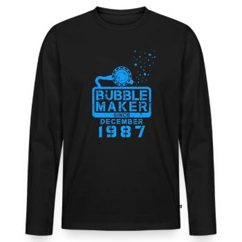 Diver Birthday Bubblemaker since December 1987 - Men's Premium Organic Long Sleeve Shirt - black - Front - Nico (187cm)