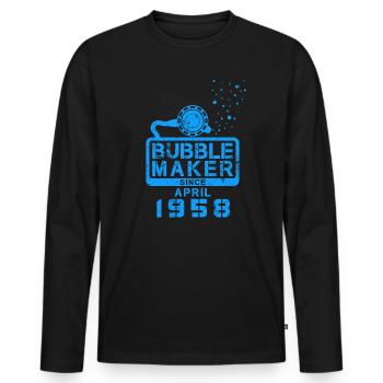 Diver Birthday Bubblemaker since April 1958 - Men's Premium Organic Long Sleeve Shirt - black - Front - Nico (187cm)