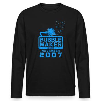 Plongeur Birthday Bubblemaker depuis novembre 2007 - T-shirt manches longues Premium bio Homme - noir - Devant - Nico (187cm)