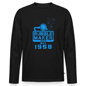 Diver Birthday Bubblemaker since May 1958 - Men's Premium Organic Long Sleeve Shirt - black - Front - Nico (187cm)