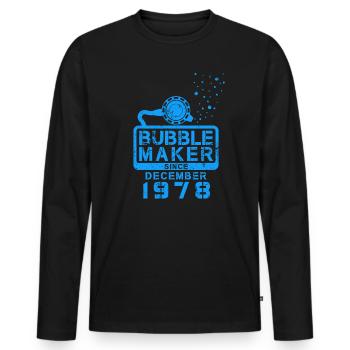 Plongeur Birthday Bubblemaker depuis décembre 1978 - T-shirt manches longues Premium bio Homme - noir - Devant - Nico (187cm)