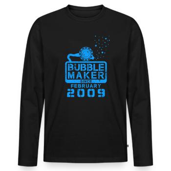 Diver Birthday Bubblemaker since February 2009 - Men's Premium Organic Long Sleeve Shirt - black - Front - Nico (187cm)