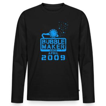 Taucher Geburtstag Bubblemaker seit April 2009 - Männer Premium Bio Langarmshirt - Schwarz - Vorne - Nico (187cm)