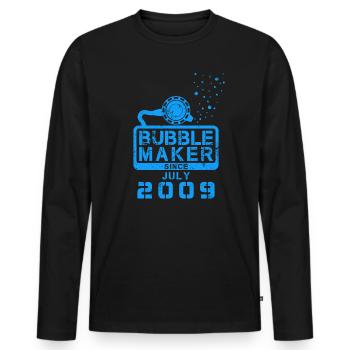 Diver Birthday Bubblemaker since July 2009 - Men's Premium Organic Long Sleeve Shirt - black - Front - Nico (187cm)