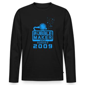 Diver Birthday Bubblemaker since August 2009 - Men's Premium Organic Long Sleeve Shirt - black - Front - Nico (187cm)