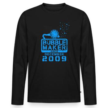 Diver Birthday Bubblemaker since December 2009 - Men's Premium Organic Long Sleeve Shirt - black - Front - Nico (187cm)