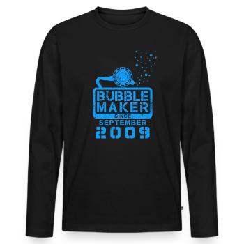Taucher Geburtstag Bubblemaker seit September 2009 - Männer Premium Bio Langarmshirt - Schwarz - Vorne - Nico (187cm)