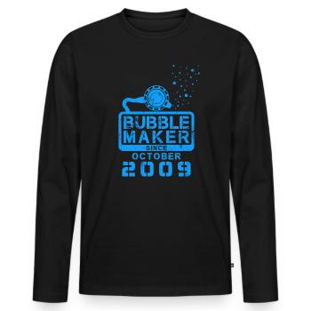 Taucher Geburtstag Bubblemaker seit Oktober 2009 - Männer Premium Bio Langarmshirt - Schwarz - Vorne - Nico (187cm)