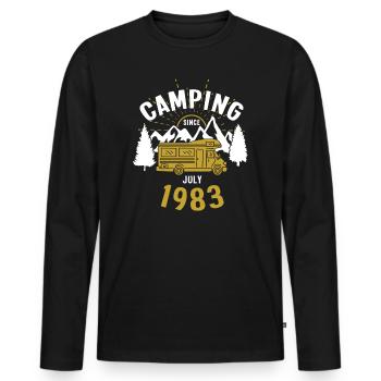 Anniversaire: Camping depuis juillet 1983 Camping-car - T-shirt manches longues Premium bio Homme - noir - Devant - Nico (187cm)