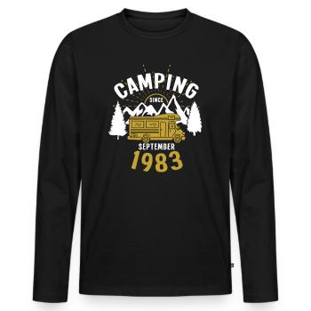 Anniversaire: Camping depuis septembre 1983 Camping-car - T-shirt manches longues Premium bio Homme - noir - Devant - Nico (187cm)