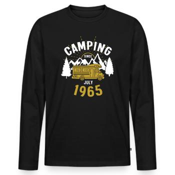 Anniversaire: Camping depuis juillet 1965 Camping-car - T-shirt manches longues Premium bio Homme - noir - Devant - Nico (187cm)