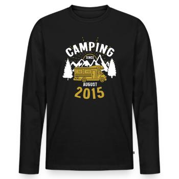 Anniversaire: Camping depuis août 2015 Camping-car - T-shirt manches longues Premium bio Homme - noir - Devant - Nico (187cm)