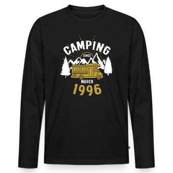 Birthday: Camping since March 1996 Motorhome - Men's Premium Organic Long Sleeve Shirt - black - Front - Nico (187cm)
