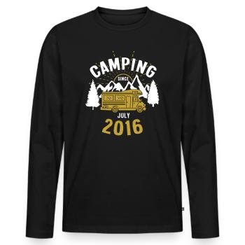 Anniversaire: Camping depuis juillet 2016 Camping-car - T-shirt manches longues Premium bio Homme - noir - Devant - Nico (187cm)