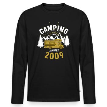 Geburtstag: Camping seit Januar 2009 Wohnmobil - Männer Premium Bio Langarmshirt - Schwarz - Vorne - Nico (187cm)