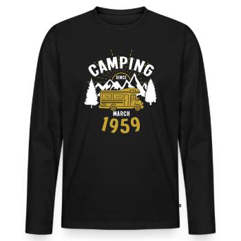 Geburtstag: Camping seit März 1959 Wohnmobil - Männer Premium Bio Langarmshirt - Schwarz - Vorne - Nico (187cm)