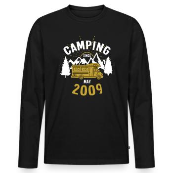 Geburtstag: Camping seit Mai 2009 Wohnmobil - Männer Premium Bio Langarmshirt - Schwarz - Vorne - Nico (187cm)