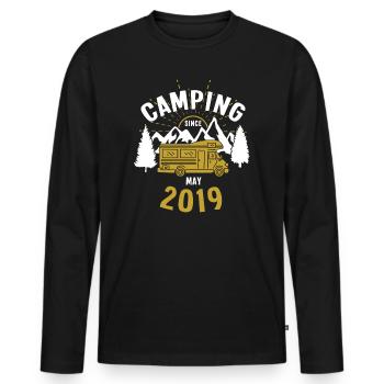 Geburtstag: Camping seit Mai 2019 Wohnmobil - Männer Premium Bio Langarmshirt - Schwarz - Vorne - Nico (187cm)
