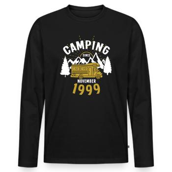 Anniversaire: Camping depuis novembre 1999 Camping-car - T-shirt manches longues Premium bio Homme - noir - Devant - Nico (187cm)