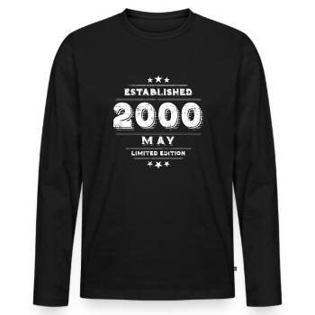 Anniversaire en mai 2000 - mai - T-shirt manches longues Premium bio Homme - noir - Devant - Nico (187cm)
