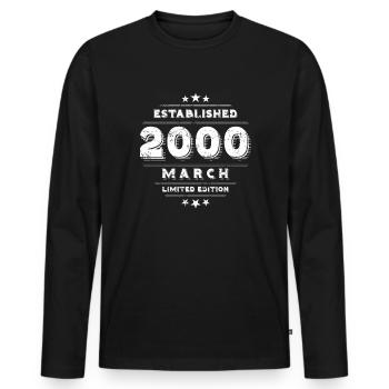 Birthday in March 2000 - March - Men's Premium Organic Long Sleeve Shirt - black - Front - Nico (187cm)