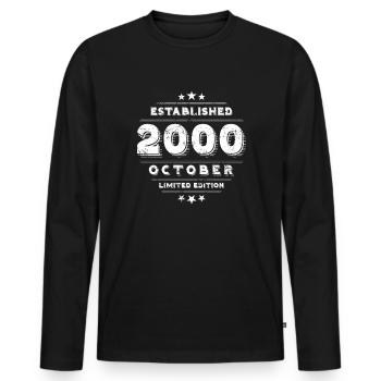 Birthday in October 2000 - October - Men's Premium Organic Long Sleeve Shirt - black - Front - Nico (187cm)