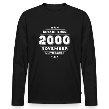 Birthday in November 2000 - November - Men's Premium Organic Long Sleeve Shirt - black - Front - Nico (187cm)