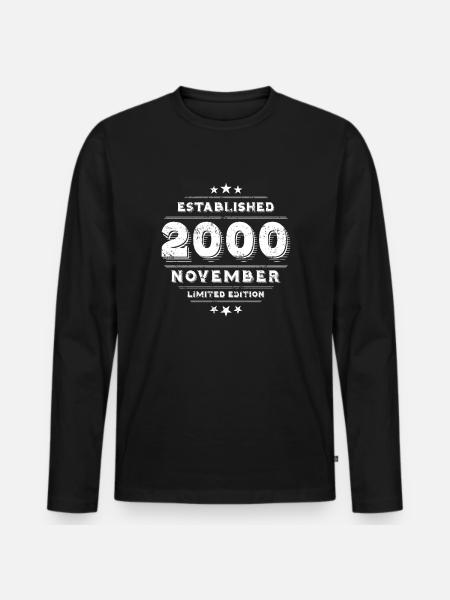 Birthday in November 2000 - November - Men's Premium Organic Long Sleeve Shirt - black